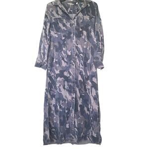 Soft Surroundings Dress Women’s Size PXS Blue Camouflage Button Front Petite